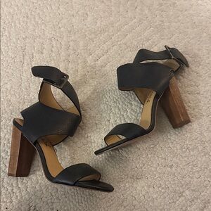 Splendid Black and Brown Block Heel Sandals